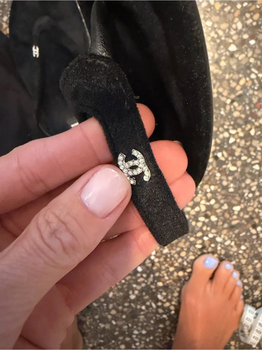 CHANEL super rare Black Suede 2024 Thong Sandals